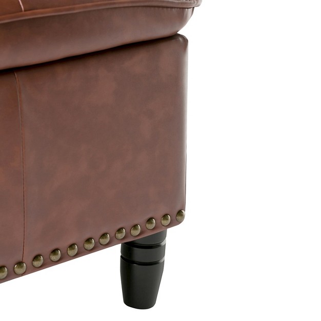 Northridge Storage Ottoman Cognac Faux Leather Wyndenhall