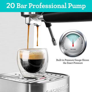 CASABREWS 3700-Gense 20-Cups Sliver Stainless Steel Espresso Machine with Powerful Steam Wand HD-US-3700G-SIL