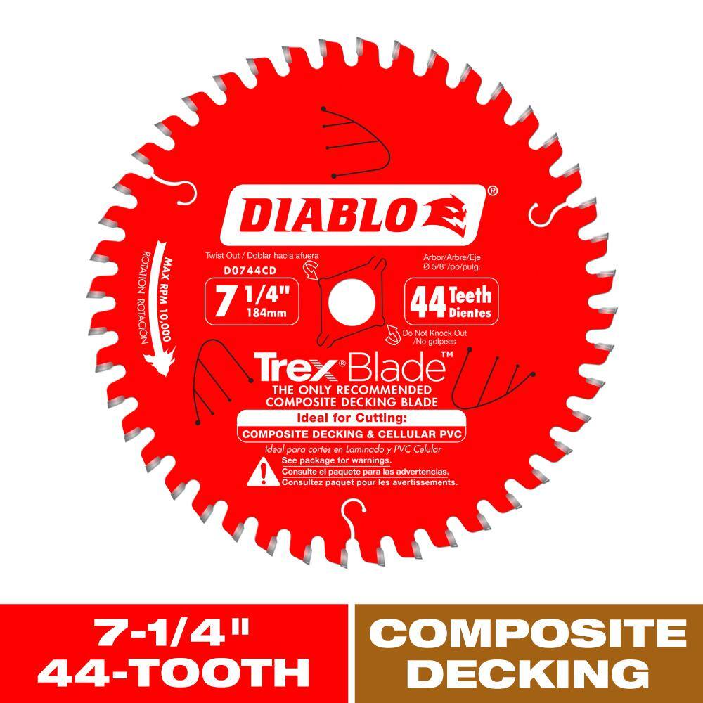 DIABLO TREXBlade 7-14 in. x 44-Tooth Composite MaterialPlastics Circular Saw Blade D0744CD