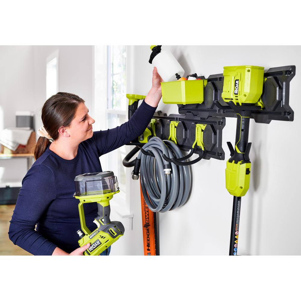 RYOBI 40V Cordless Battery Attachment Capable String Trimmer  Leaf Blower wLINK Wall Storage Kit- 4.0 Ah Battery  Charger RY40940-ST