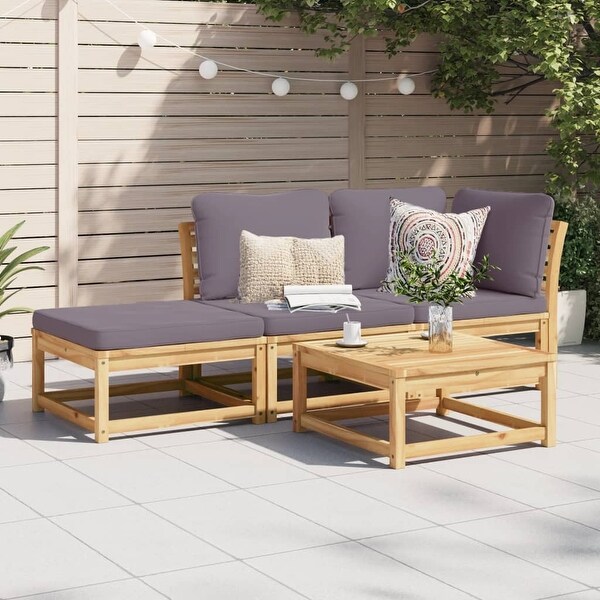 vidaXL Patio Sofa with Cushions 2Seater Outdoor Loveseat Solid Wood Acacia