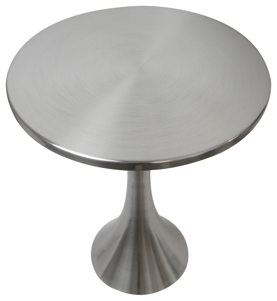 24 quotH Round Metal Brushed Nickel Side Accent Table   Contemporary   Side Tables And End Tables   by Grandview Gallery  Houzz