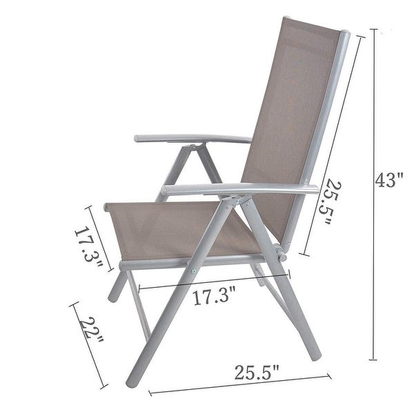 2Pcs Aluminum Adjustable Reclining Patio Folding Chairs - 22