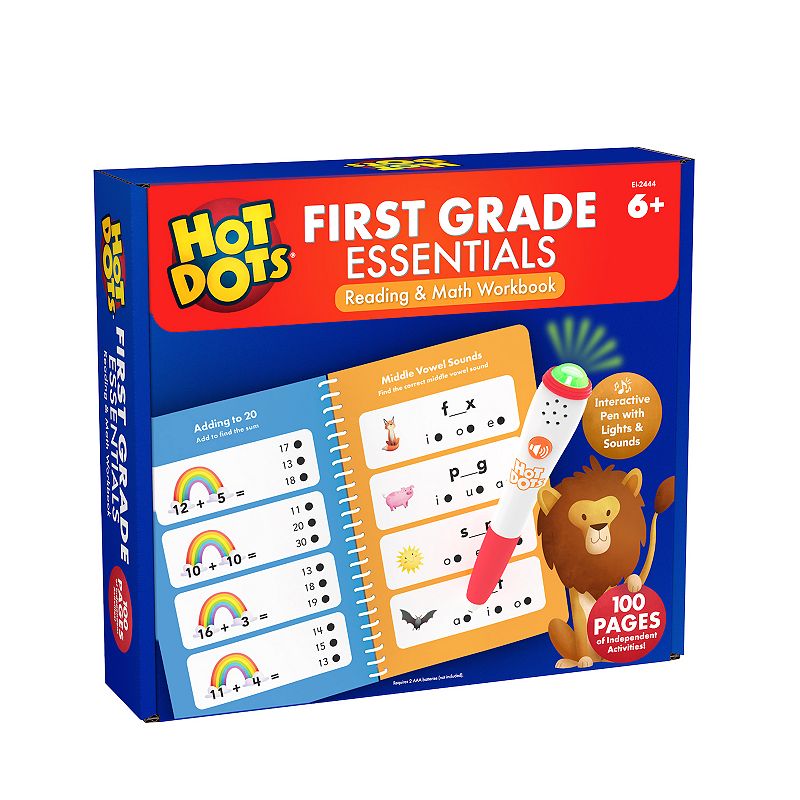 Educational Insights Hot Dots First Grade Essentials Reading and Math Workbook