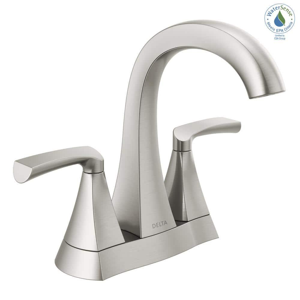 Delta Pierce 4 in Centerset 2Handle Bathroom Faucet in SpotShield Brushed Nickel