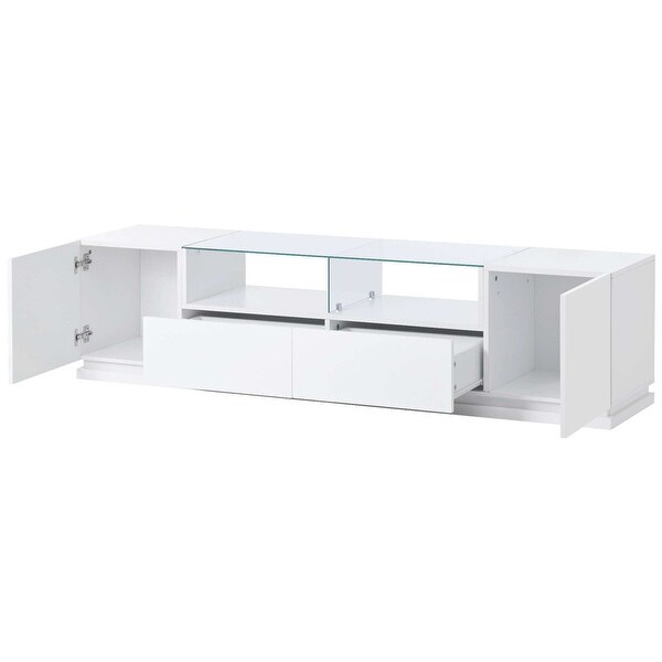 Modern High Gloss TV Stand with Tempered Glass