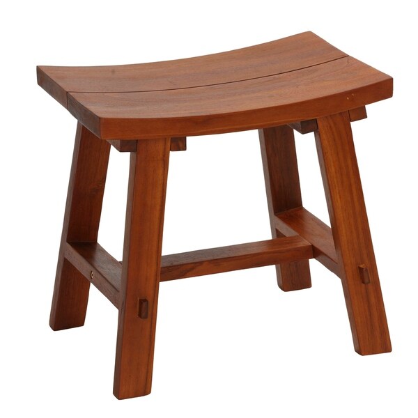 Bare Decor Dorsey Accent Stool with Curved Seat， Teak