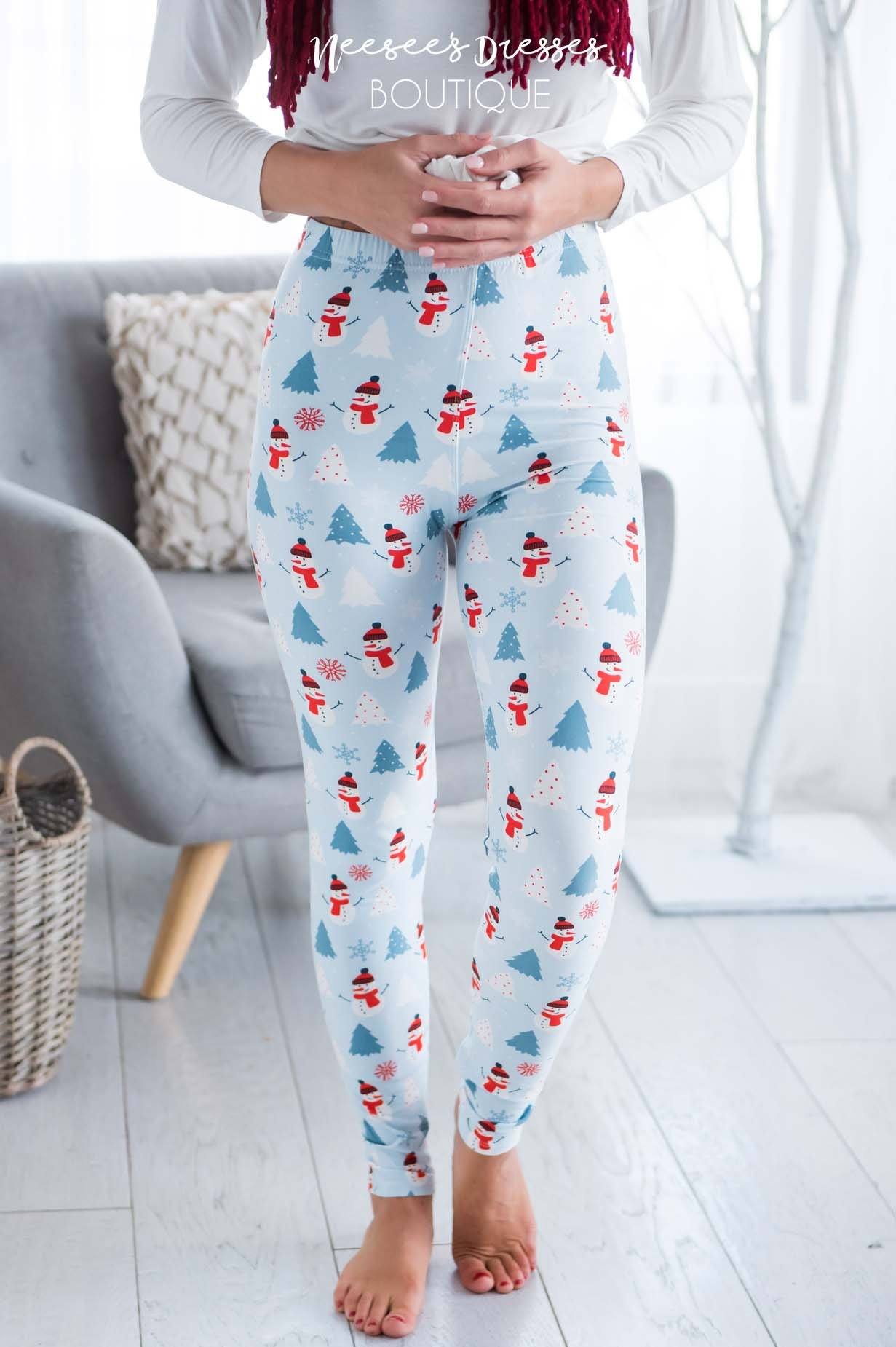 Trees & Snowman Christmas Leggings