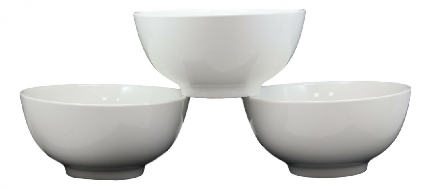 1 Contemporary White Porcelain Large Ramen Pho Udon Soup Bowls 48oz 8.25D (Set 3) EBR02