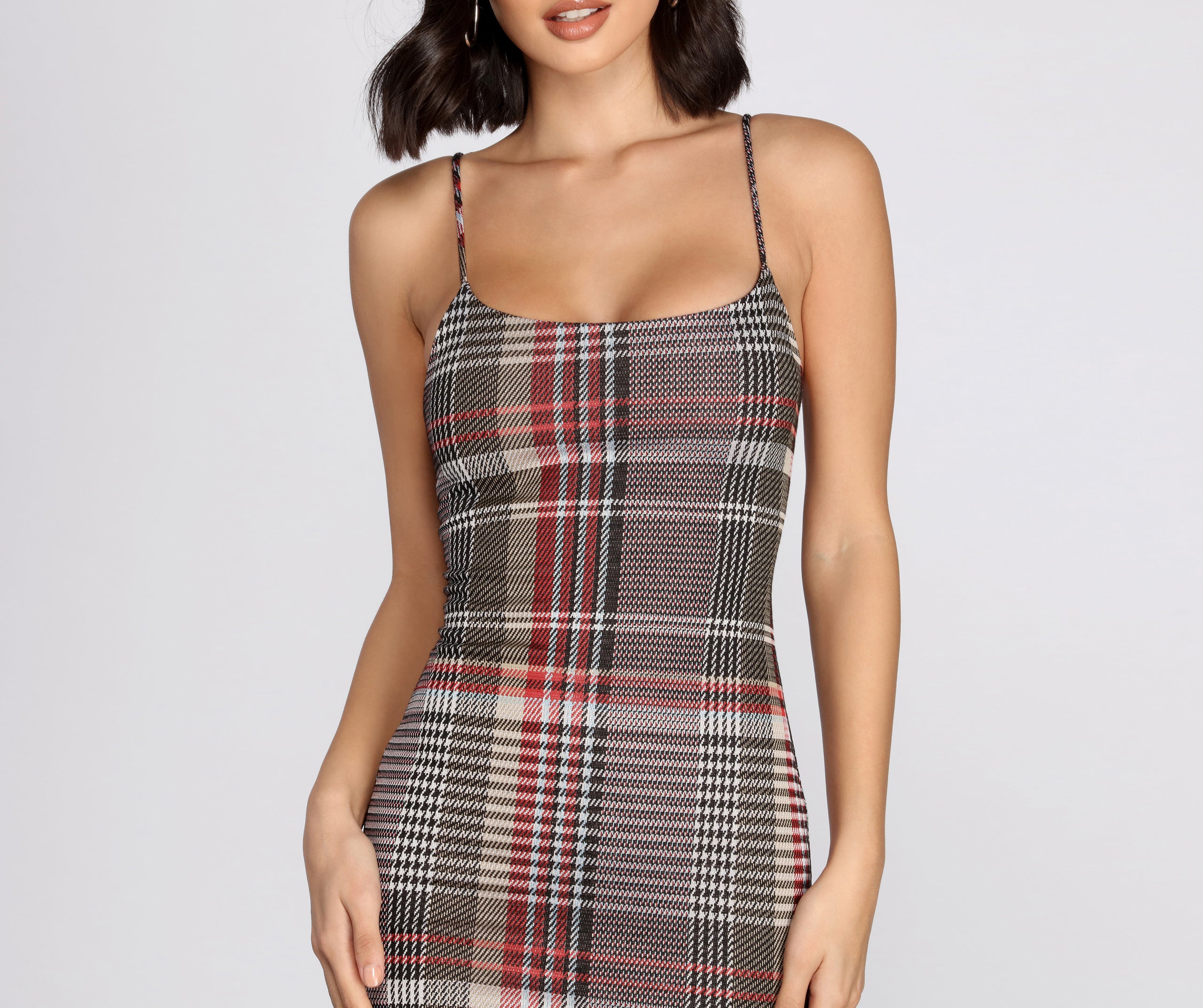 In Check Plaid Mini Dress