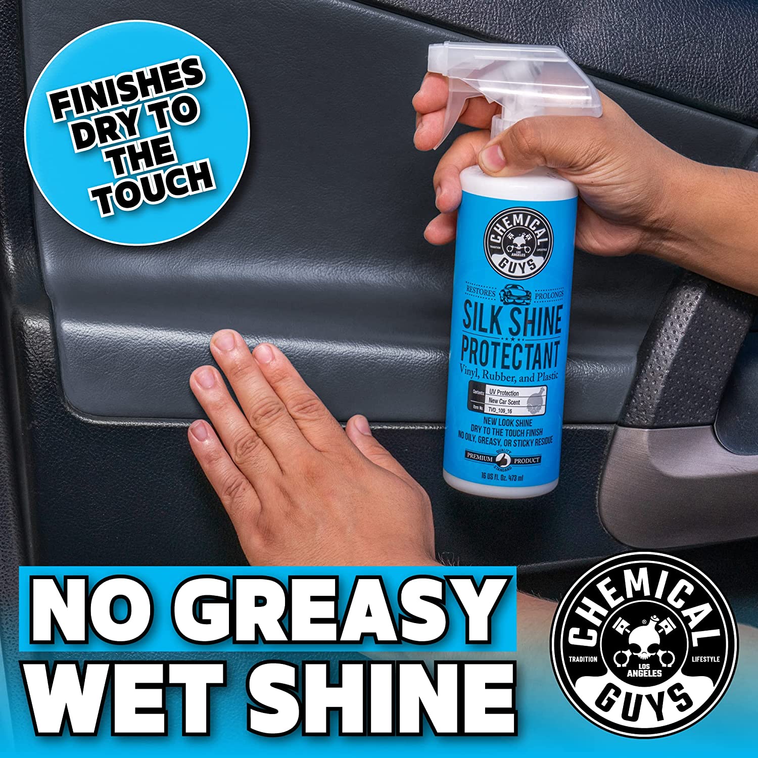 Chemical Guys TVD_109 Silk Shine Sprayable Dry-To-The-Touch Dressing and Protectant for Tires， Trim， Vinyl， Plastic and More， Safe for Cars， Trucks， Motorcycles， RVs and More， 128 fl oz (1 Gallon)