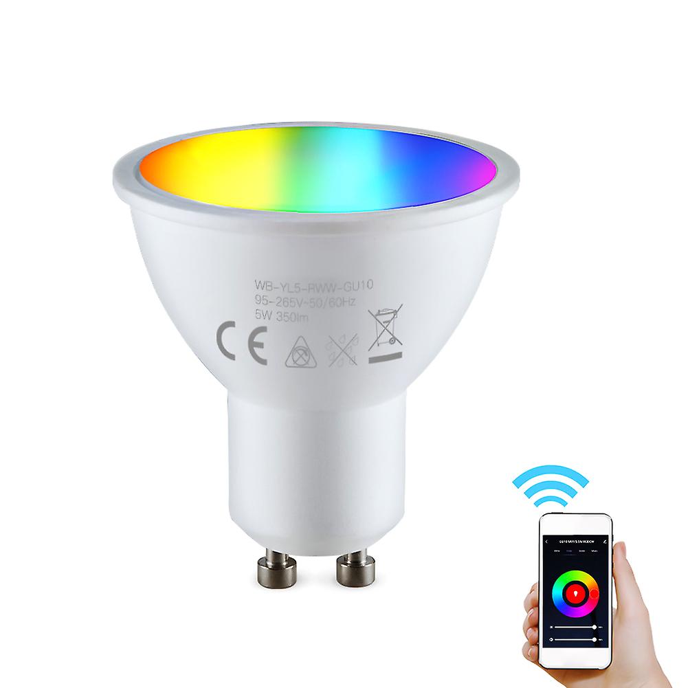 Wifi Smart Light Bulb 5w Indoor Wireless Spotlight 2800k-6200k Rgb Colorful Led Light Cup App Remote Control Voice Control Compatible With Google Home