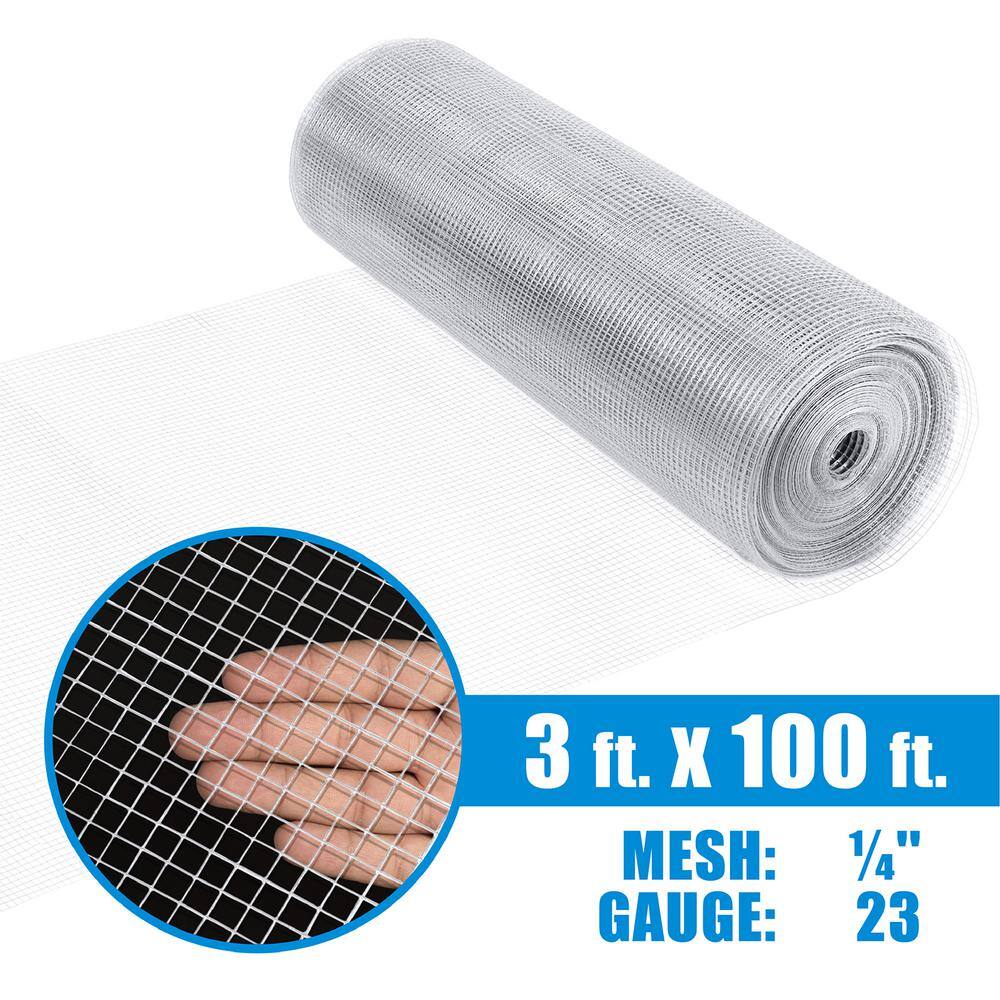 Fencer Wire 14 in. x 3 ft. x 100 ft. 23-Gauge Hardware Cloth Hot-Dip Galvanized After Welding Heavy-Duty Welding Fencing CA23-3X100MF14