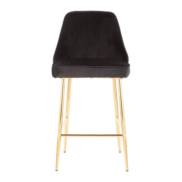 LumiSource Marcel Glam Velvet Gold Metal Counter Stools (Set of 2)