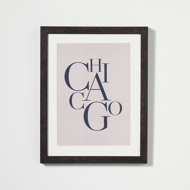 X 14 quot Chicago Framed Under Glass With Mat Dark Wood Designed With Studio Mcgee