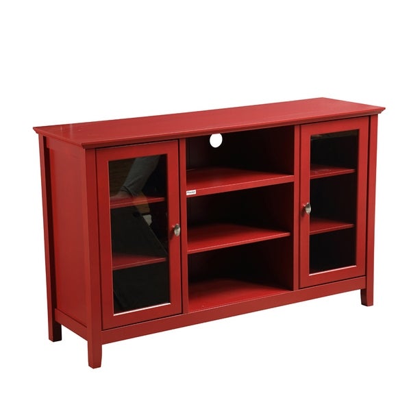 Wood Buffet Tableware Cabinet MDF Panel Cabinets with 2 Glass Door Big Functional Cabinets， 3 Shelfs