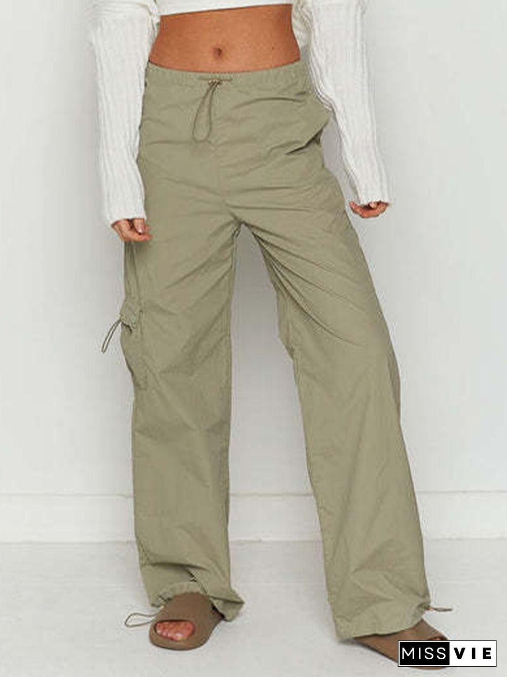 Stretchy Waist Bound Feet  Cargo Pants