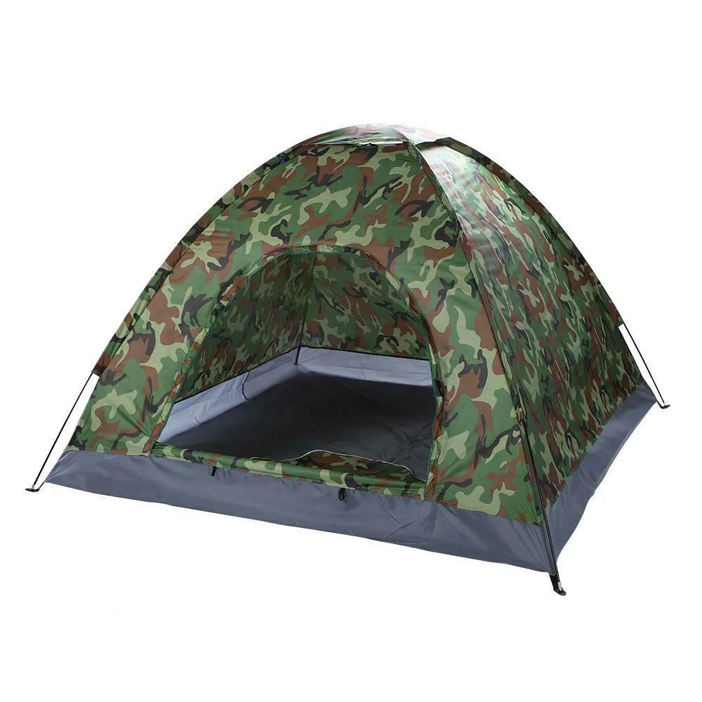 190T PU Woodland Camouflage PU30000 mm 1 Floor 15d Oxford Durable Outdoor Tent for Personal Use Camping Hiking