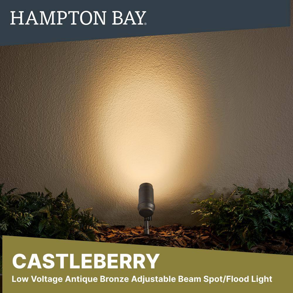 Hampton Bay Low Voltage Landscape Antique Brass Adjustable Beam Spotlight with 3.6-Watt 400-lumen Integrated LED LST-NU4BR3000K