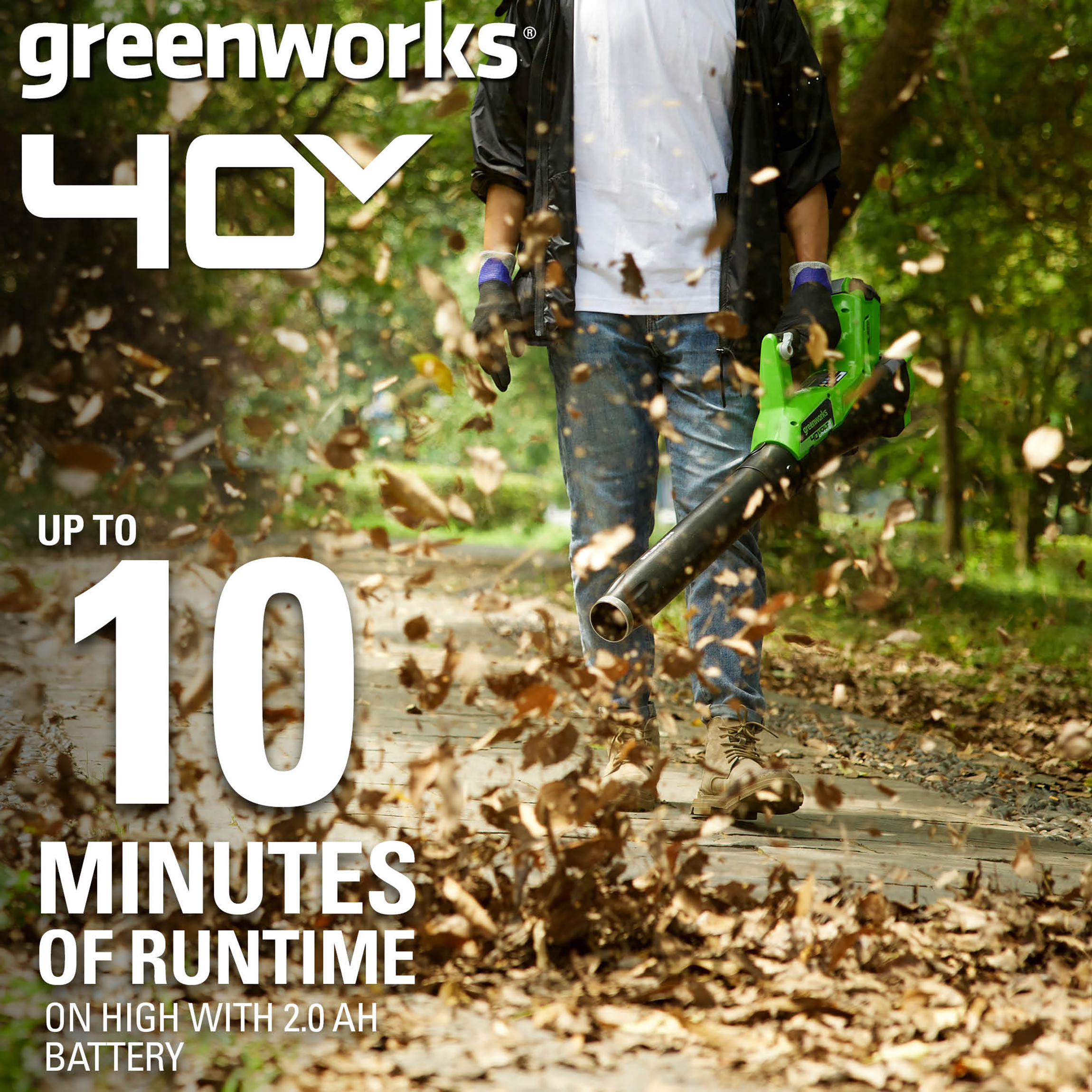 Greenworks 40V Brushless Leaf Blower with 2.0 Ah Battery and Charger， 2400302