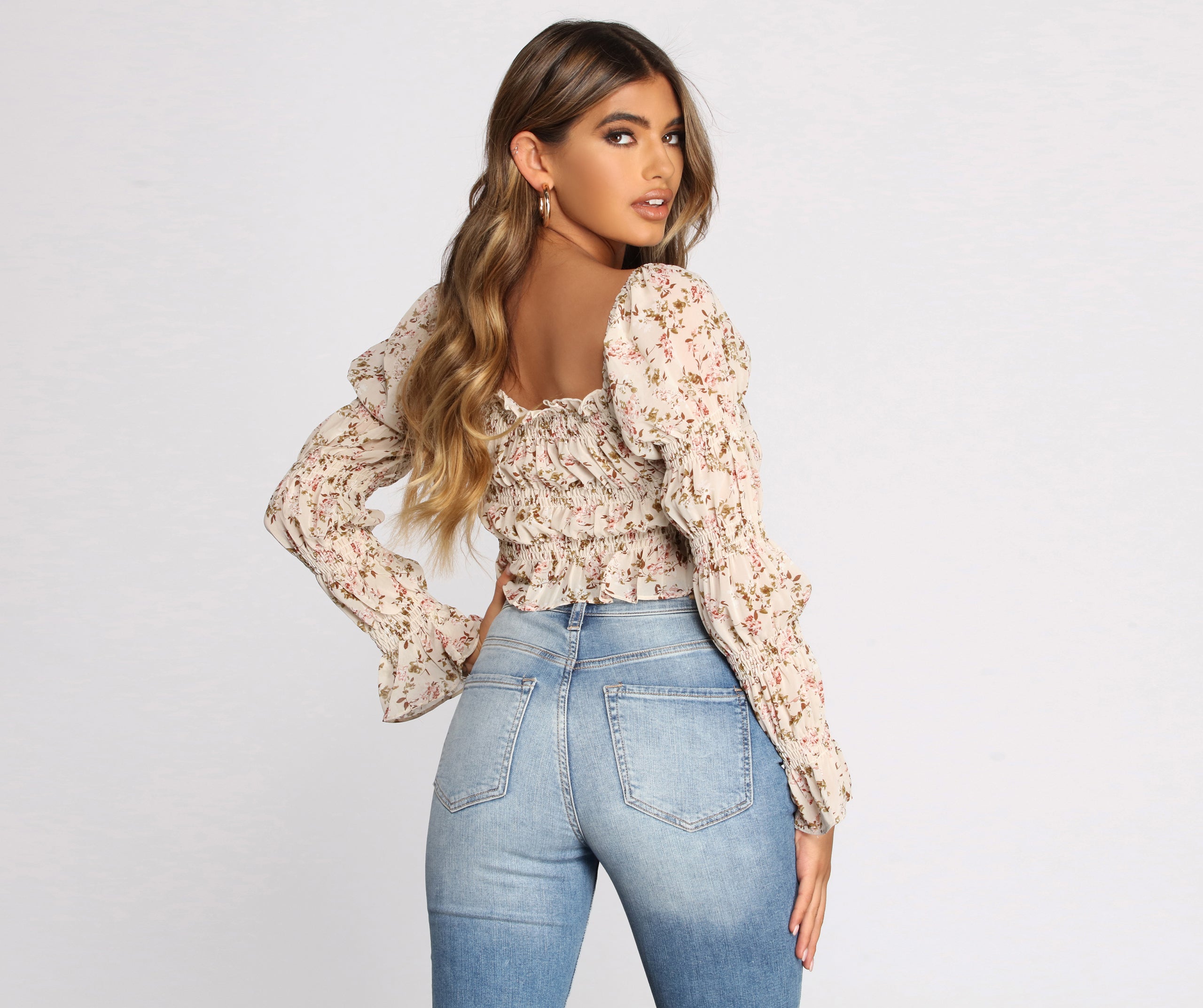 Smocked Over Florals Crop Top