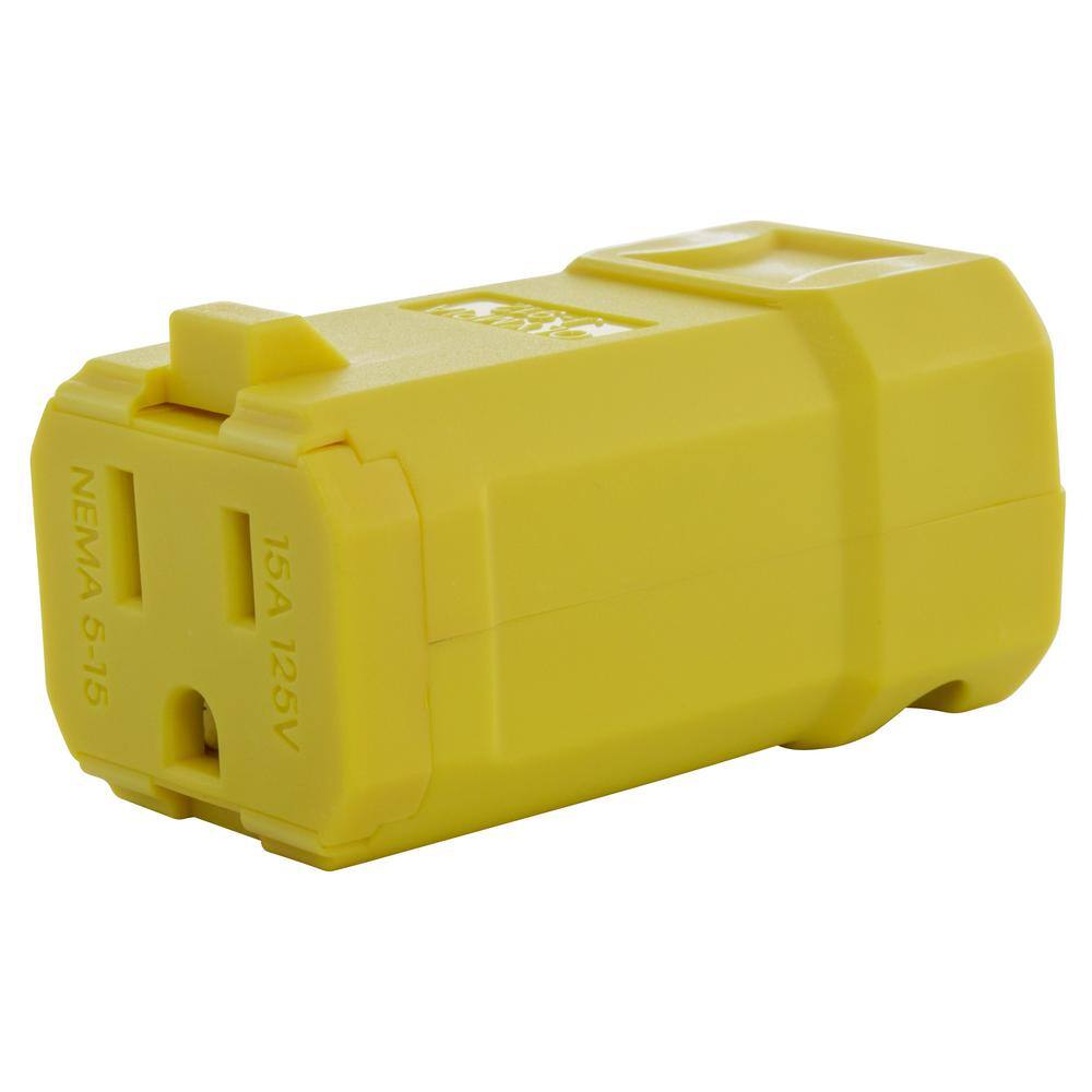 AC WORKS 15 Amp 125-Volt NEMA 5-15P Square Household Female Connector with UL C-UL Approval ASQ515R-YW