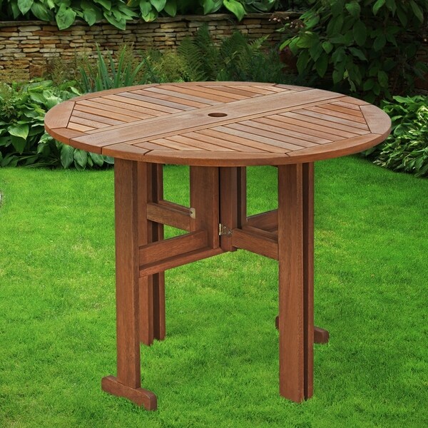 Furinno Tioman Outdoor Hardwood Gateleg Round Table，FG17035