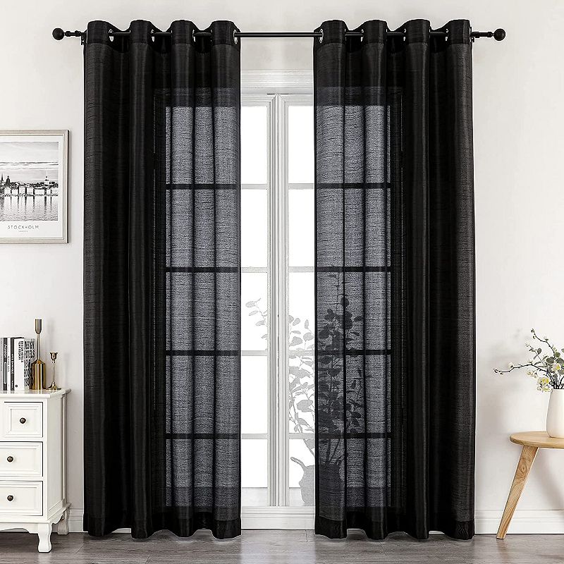 Kate Aurora Home Living 2 Piece Lightweight Basic Sheer Grommet Top Curtain Panels