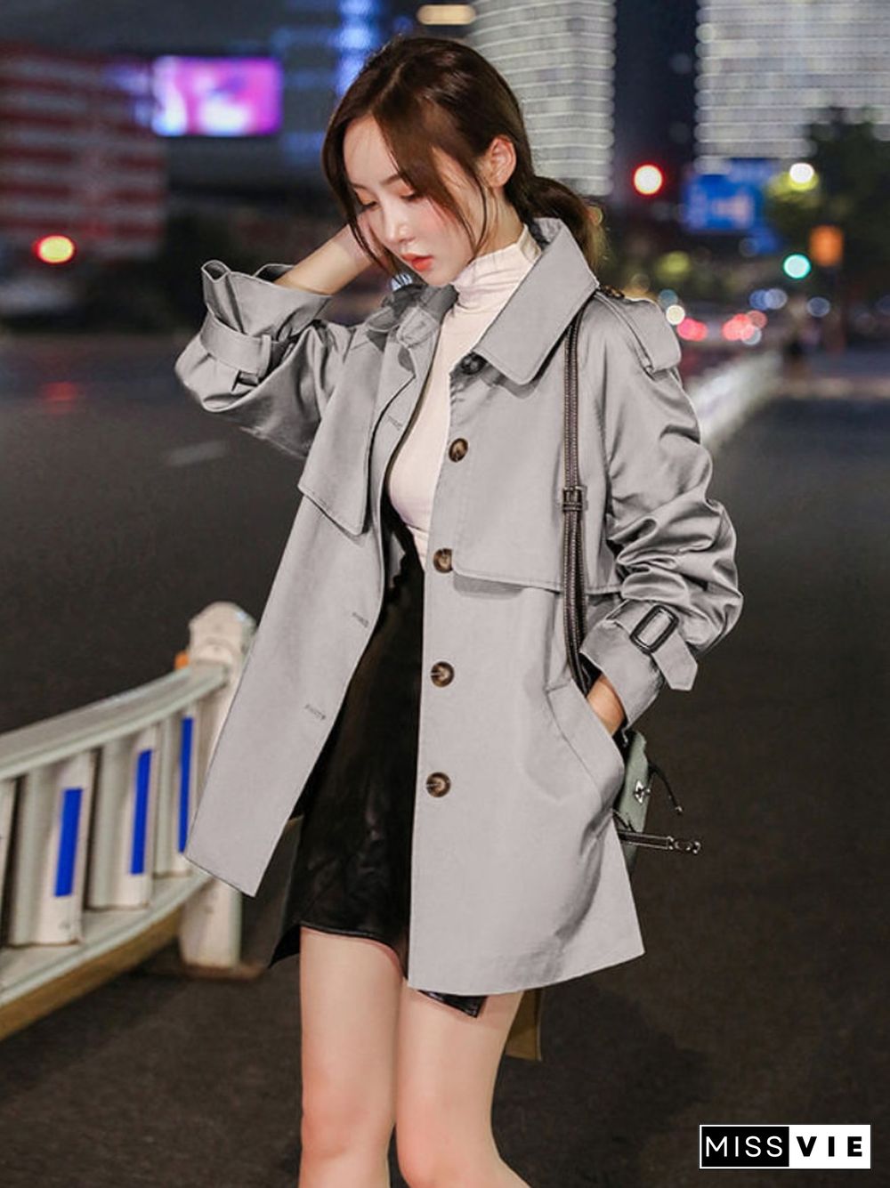 Fashionable Windbreaker Women's New Autumn Winter Long Sleeved Jacket Casual Solid Color Top Trench Coat For Women Jackets