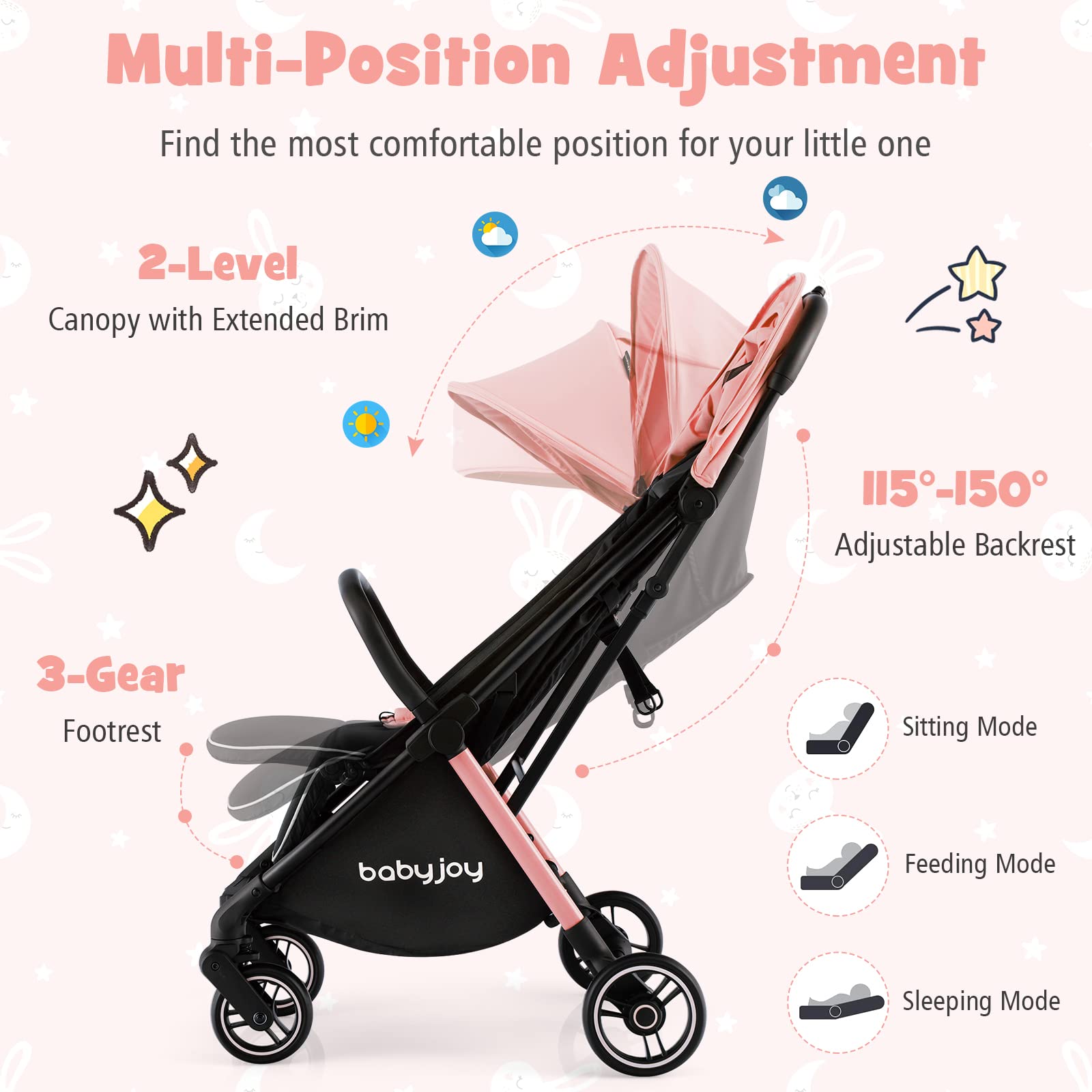 Costzon Lightweight Baby Stroller, Compact Travel Stroller for Airplane, Infant Toddler Stroller