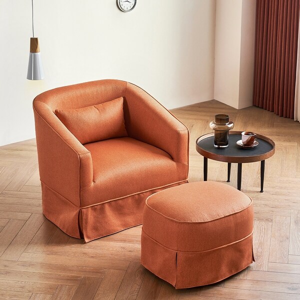 Swivel Barrel Chair With Ottoman，Swivel Accent Chairs Armchair for Living Room