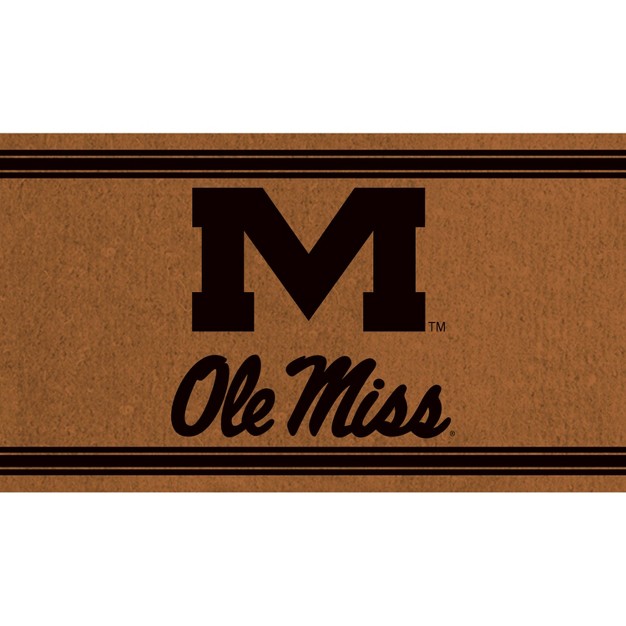 Evergreen University Of Mississippi Logo Turf Mat Brown 28 X 16 Inches Indoor Outdoor Doormat