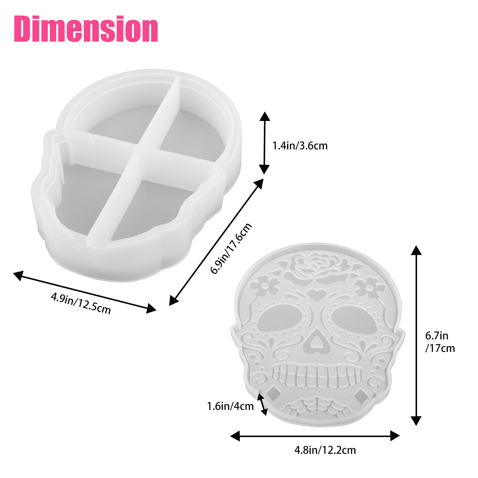 Halloween Skull Jewelry Box Resin Mold, EEEkit Large Skull Storage Box Silicone Mold with Lid, Trinket Box Epoxy Casting Mold for DIY Jewelry Container Candy Storage Gift Box, Halloween Decoration