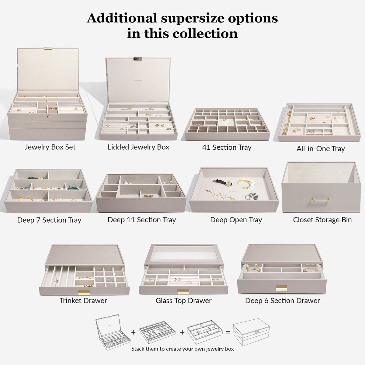 Stackers Taupe Supersize Premium Stackable Jewelry Box