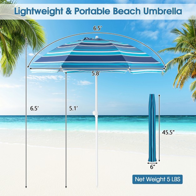 Tangkula 6 5 Ft Patio Portable Beach Adjustable Umbrella W Sandbag