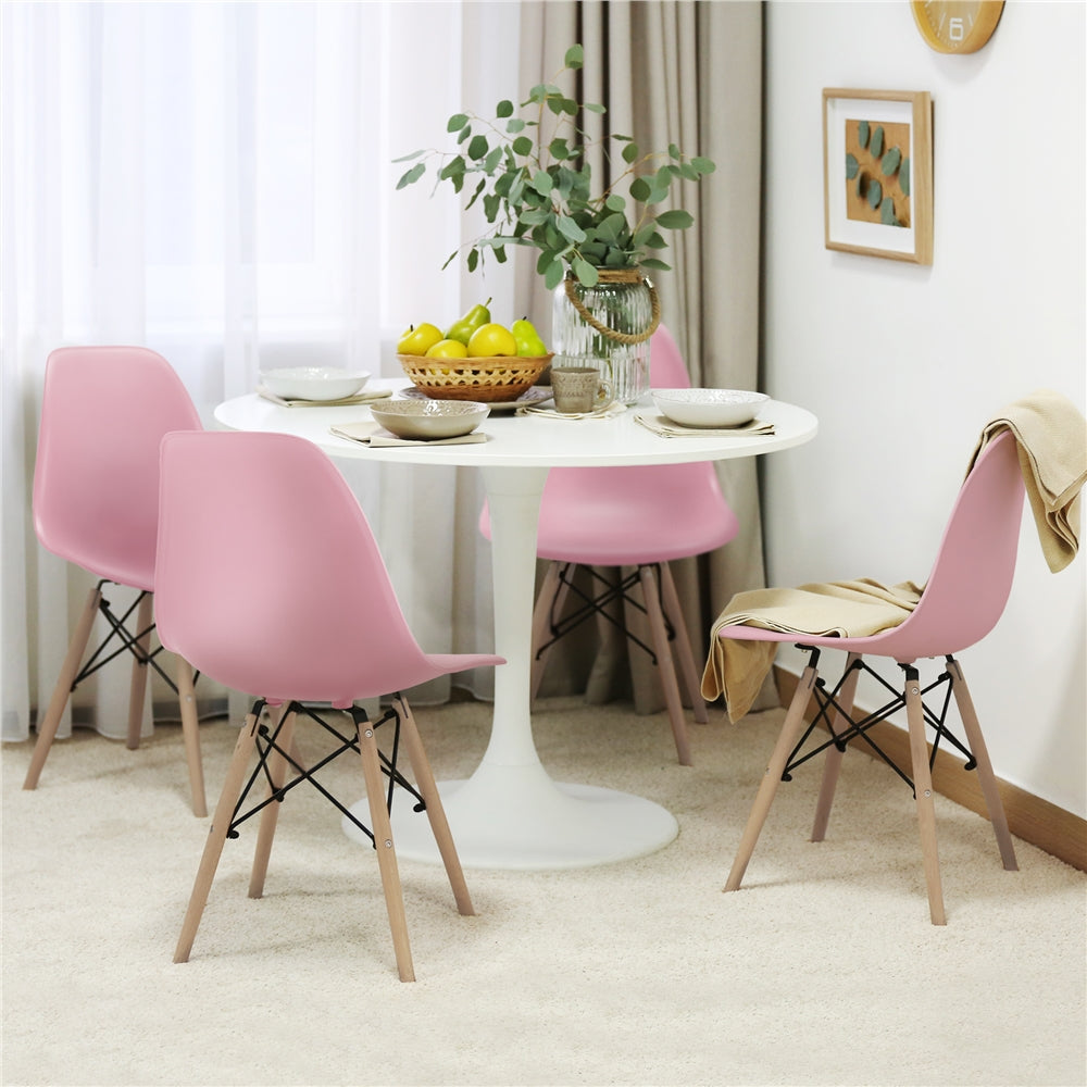 Topeakmart Set of 4 Modern Style Dining Chairs for Kitchen Dining Bedroom Living Room Pink