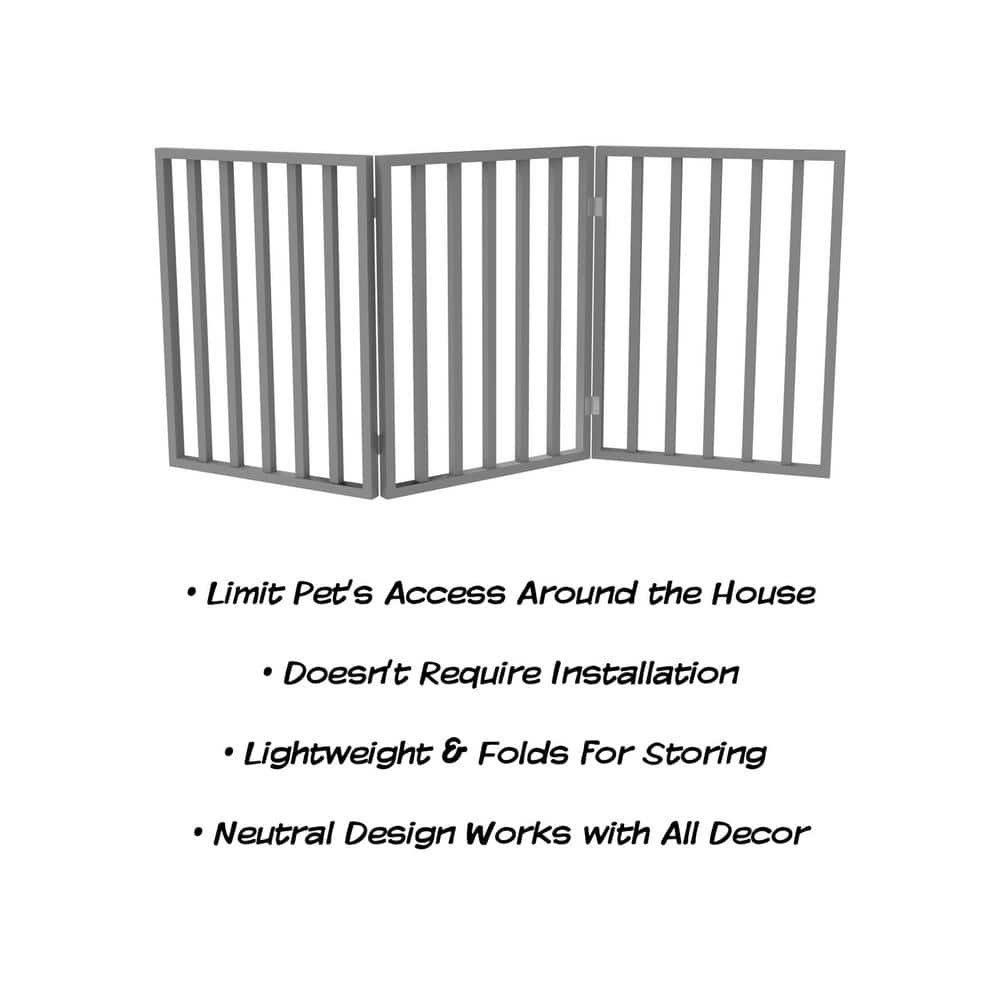 Petmaker 54 in. x 24 in. Wooden Freestanding Gray Pet Gate HW3210103