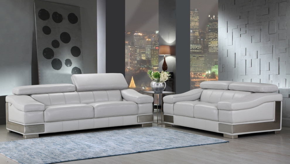 Milan Contemporary Genuine Italian Leather 2 Piece Set   Contemporary   Living Room Furniture Sets   by Luxuriant Furniture  Houzz