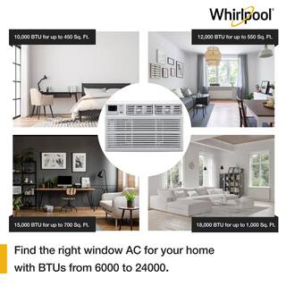 Whirlpool Energy Star 15000 BTU 115V Window AC w Remote Control for Rooms up to 700 Sq. Ft. LCD Display Auto-Restart Timer White WHAW151BW