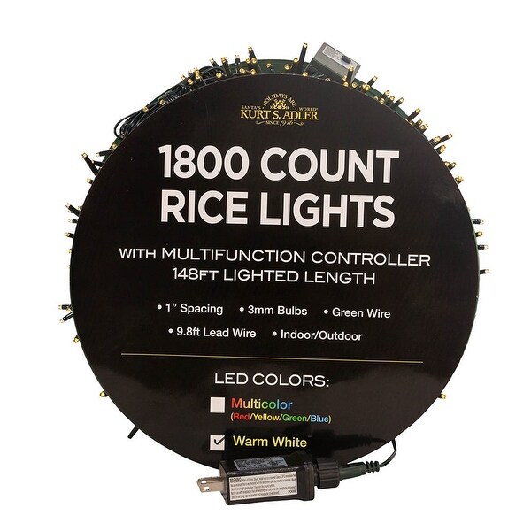 Kurt Adler 1800Light 148Foot Warm White LED Rice Light Set