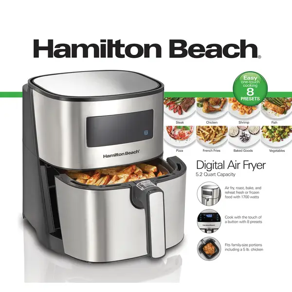 Hamilton Beach 5 Liter Digital Air Fryer with Nonstick Basket