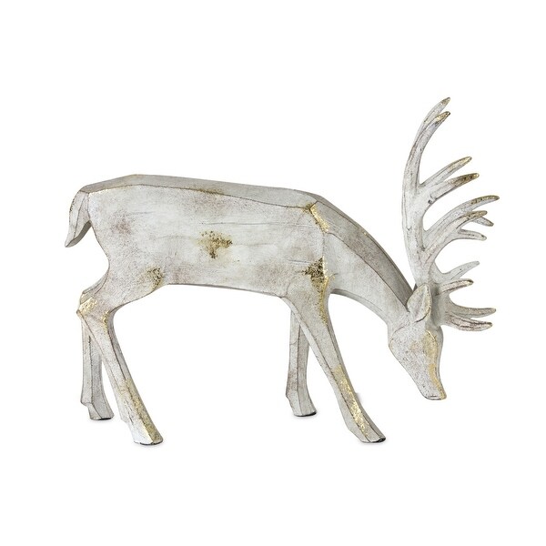 Set of 2 White and Gold Rustic Deer Table Top 13