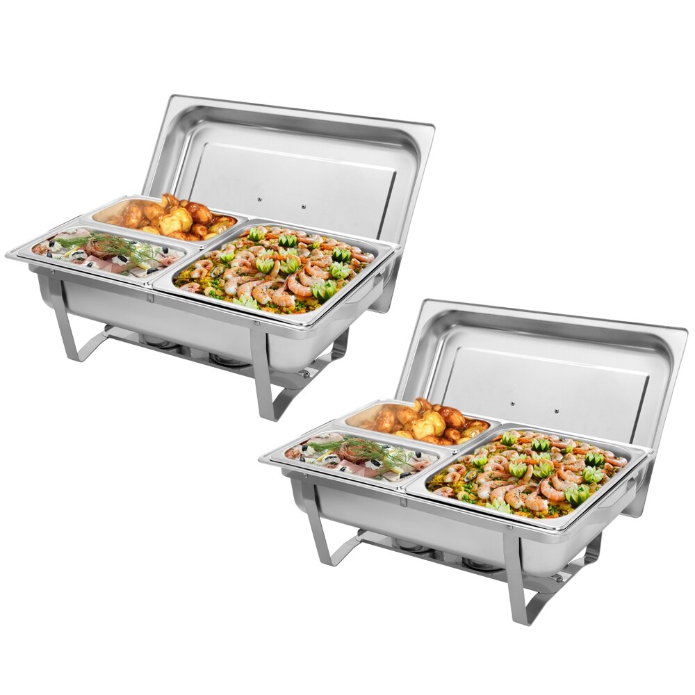 9L 1/2 Sets of Dishes Stainless Steel Rectangular Buffet Stove