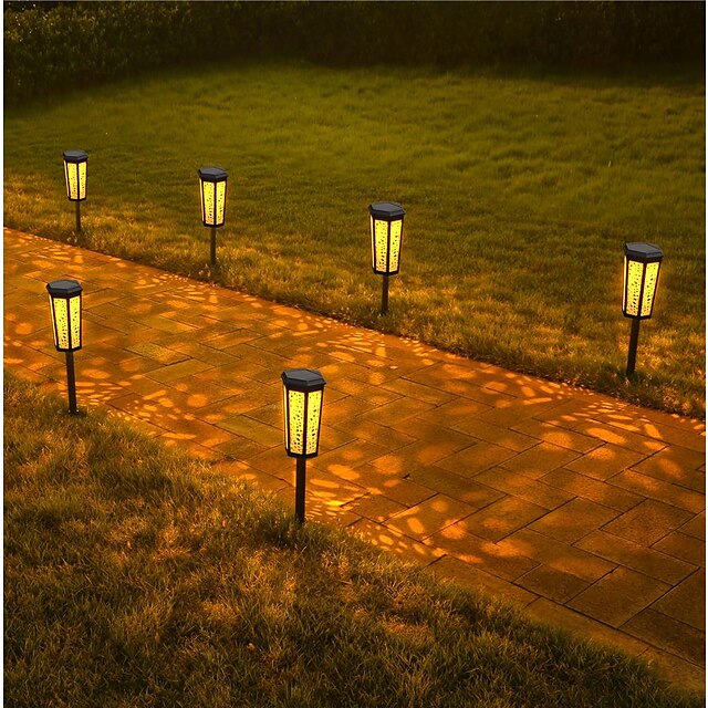 Solar Light Hollow Lawn Retro Garden Light RGB Warm White 2 Modes Lighting Outdoor Garden Courtyard Waterproof Solar Lawn Light Park Walkway Decor Lights