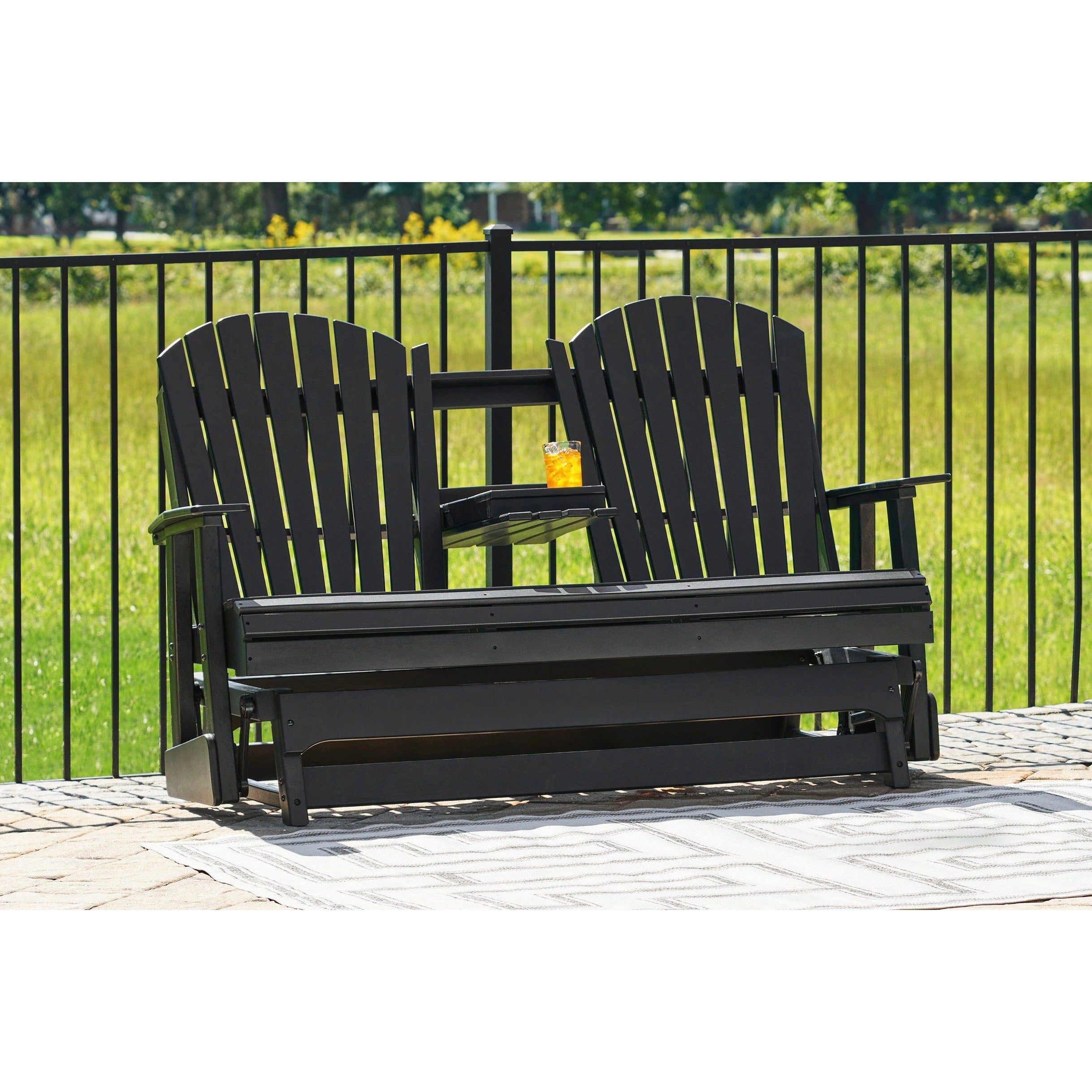 Poly Black Outdoor 67 Swivel Glider Loveseat