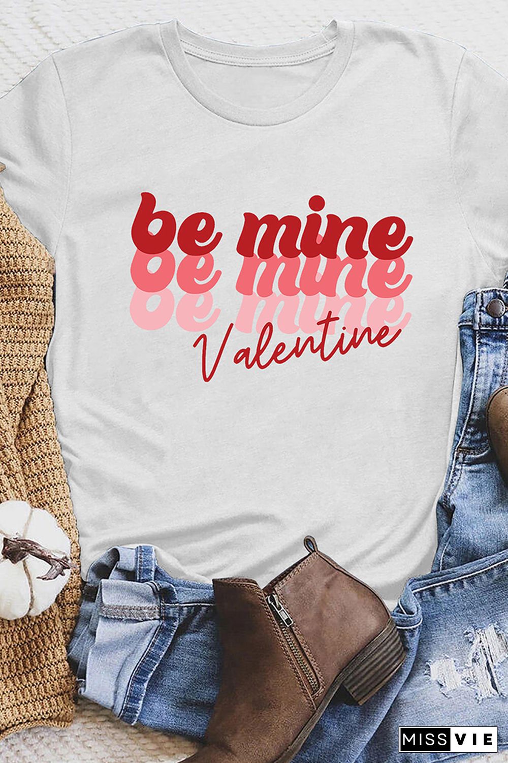 Valentine Be Mine Pullover Shortsleeves Graphic Tee Wholesale