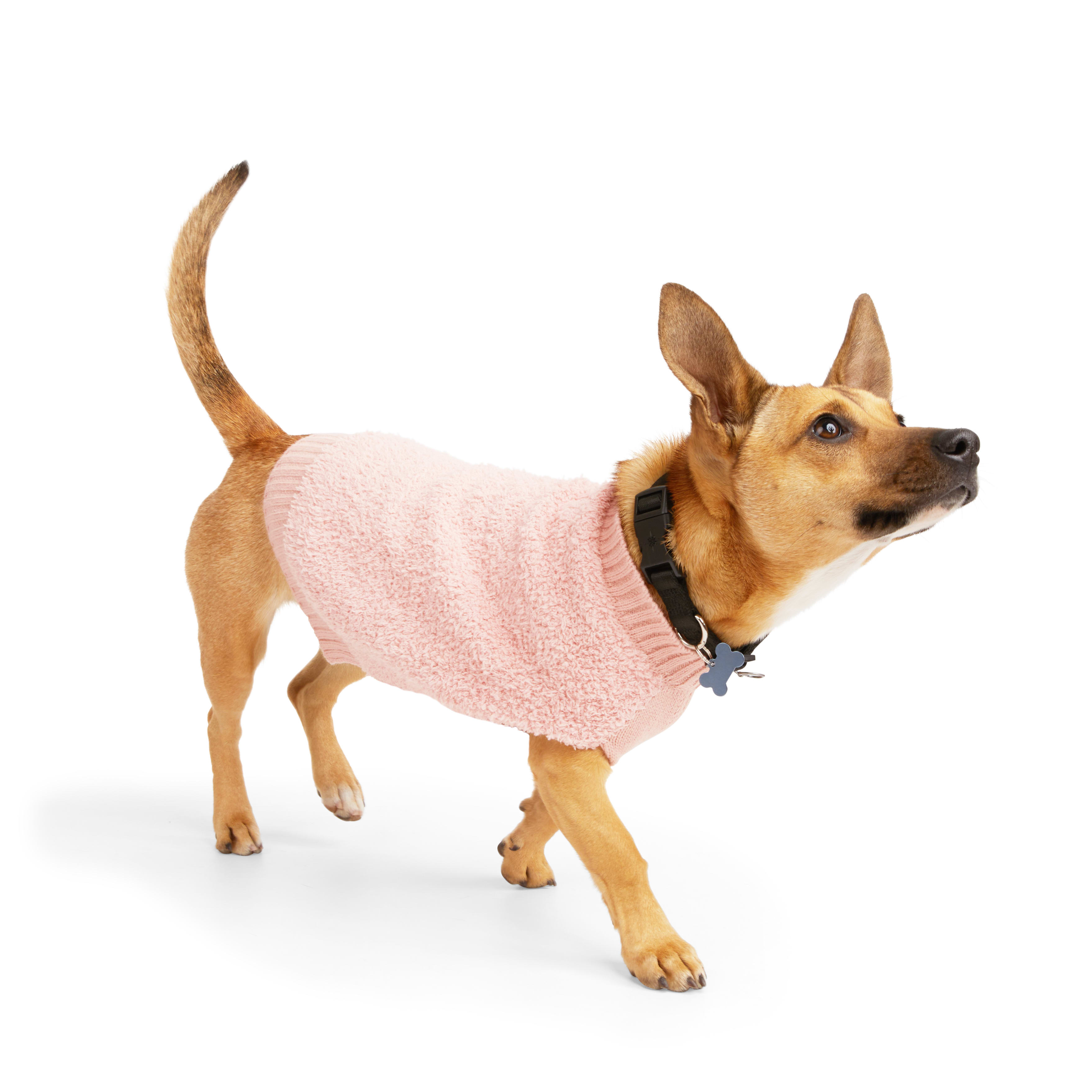 YOULY Pink Fuzzy Dog Sweater， XX-Small