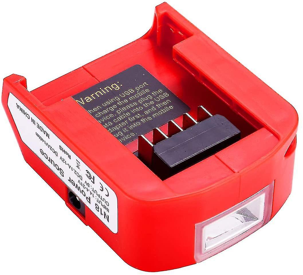 Battery Adapter For Milwaukee 18v Battery， Dc Port And Led Work Light And Dual Usb Charger， Power Supply Compatible With Milwaukee 49-24-2371 M18