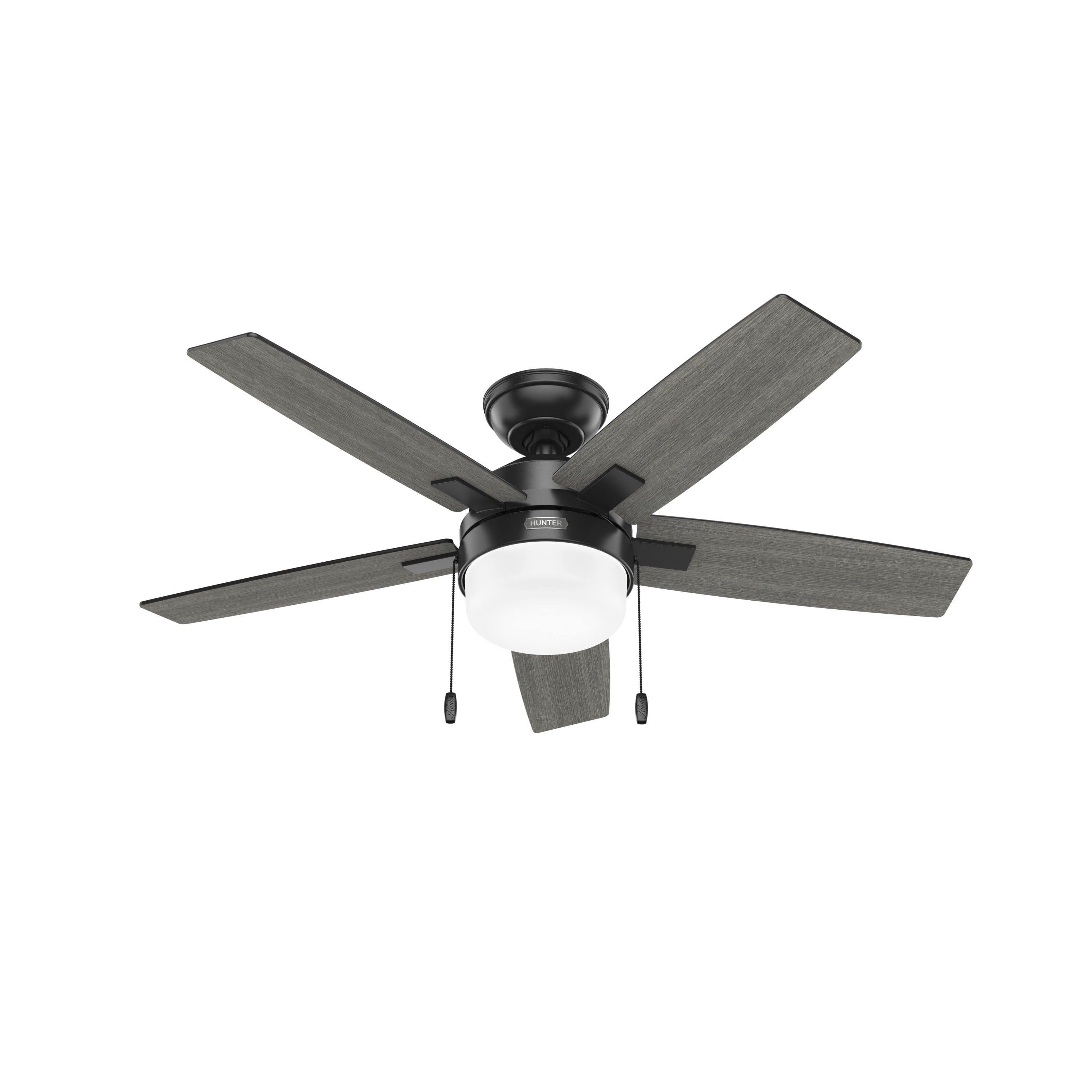 Hunter 44 inch Anisten Matte Black Ceiling Fan with LED Light Kit and Pull Chain