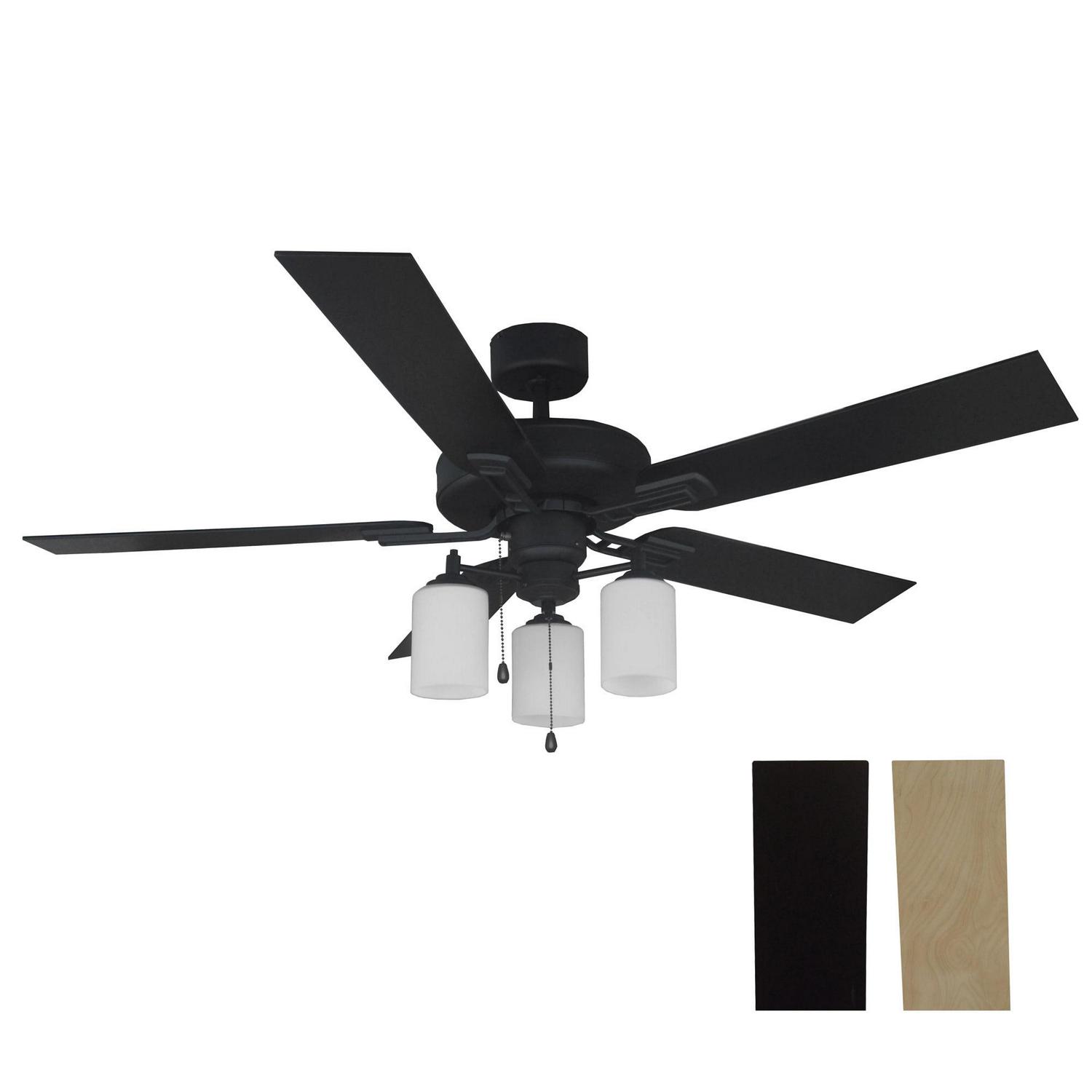 Design House Aubrey LED Ceiling Fan in Matte Black， 52-Inch